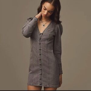 Anthropologie Pilcro Puff-Sleeve Denim Mini Dress